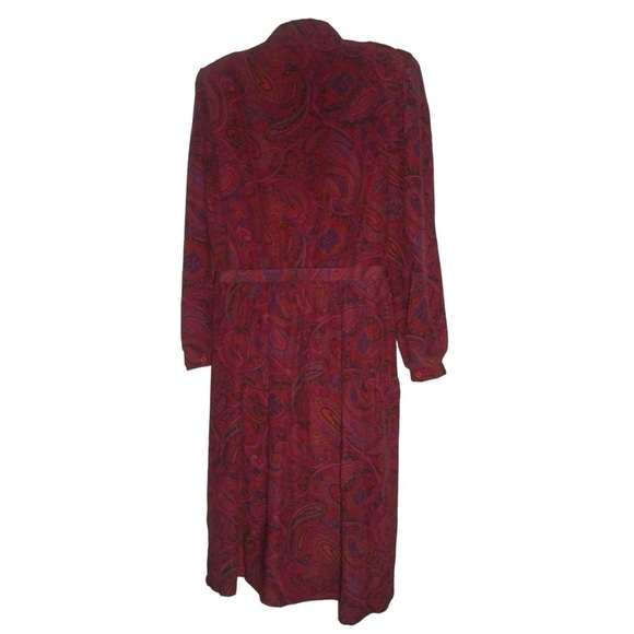 Kenny Classics Dress Vintage 50s Red Paisley Shirt Belt Retro Boho Pinup Plus - Picture 6 of 13